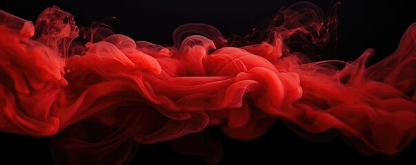Abstract Red Smoke Creates Vibrant Clouds Against Black Backdrop