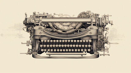 Retro mechanical machine wore down typewriter 