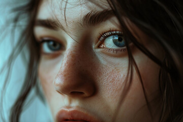 Woman in closeup shot, studio photography