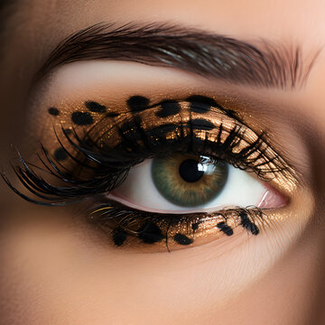 Woman with Leopard eye makeup 
