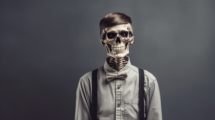 Skeleton in a shirt and glasses