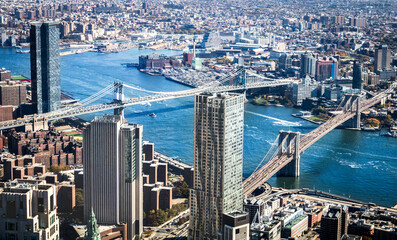 Obraz premium Nueva York - Puente de Manhattan y Puente de Brooklyn