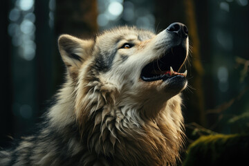 Fototapeta premium White predator wild nature animal wildlife howling mammal wolf pack