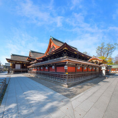 Fototapeta premium Kitano Tenmangu Shrine in Kyoto, Japan is one of the most important of several hundred shrines across Japan dedicated to Sugawara Michizane, a scholar and politician