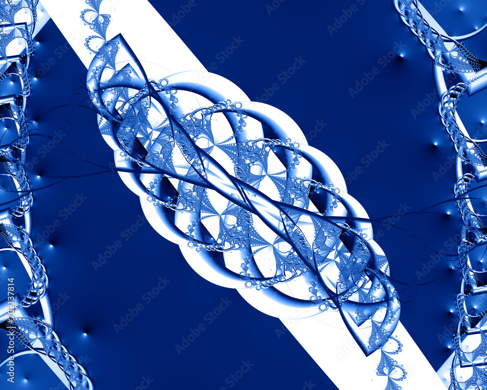 Poster pale and dark blue and turquoise ultra-tall intricate pattern and design on a cobalt background