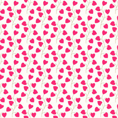 Seamless pattern of hand drawn doodle heart flowers. Romantic love design for love, Valentine’s day, mother’s day, wedding celebration, greeting cards, paper craft.