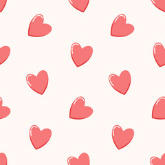 Seamless pattern of doodle hearts on isolated background. Romantic love design for love, Valentine’s day, mother’s day, wedding celebration, greeting card, invitations, scrapbooking.