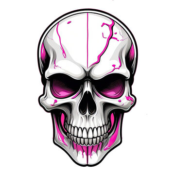 skeleton head design illustration pink color
