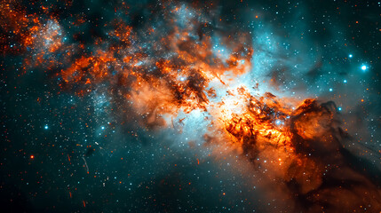 Abstract space background with nebula, stars and galaxies. Star field in space a nebulae and a gas congestion.