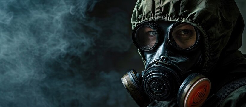 a military chemist explorations the environment and objects in search of foci of radiation and radioactive substances he is protected by special ammunition and equipped with special instruments