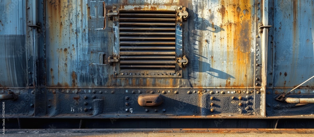 Poster a photo of cargo hold natural ventilation flap and louver fitted on hatch cover of a bulk carrier. w