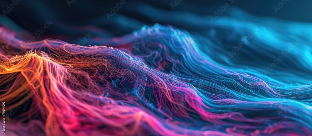 Poster Abstract fractal wave multi color motion glowing lines For creative imaginative backgrounds ideas For posters postcards greeting cards sci fi backgrounds textures print web blogs cards