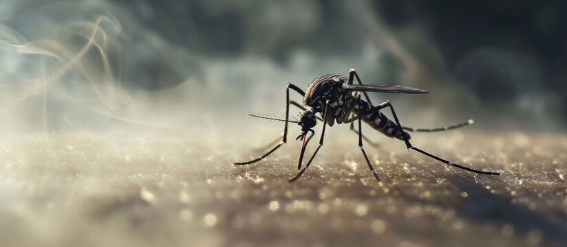 Environmental health workers are fogging to control dengue. with copy space image. Place for adding text or design