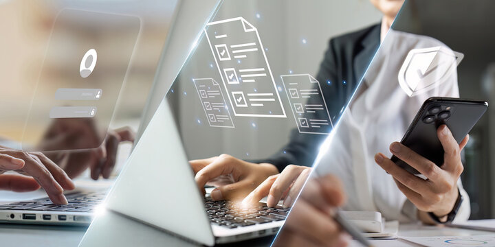 A business people using face scan to cyber security for his saving account, business, technology and future Concept