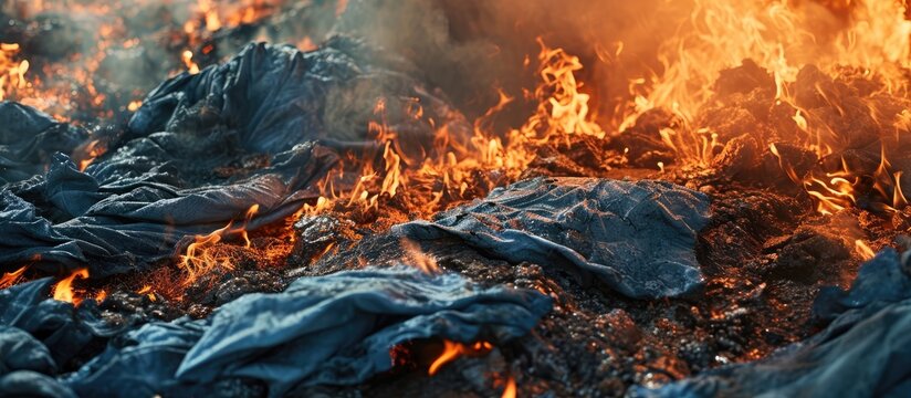 Burning old clothes after an infectious disease. with copy space image. Place for adding text or design