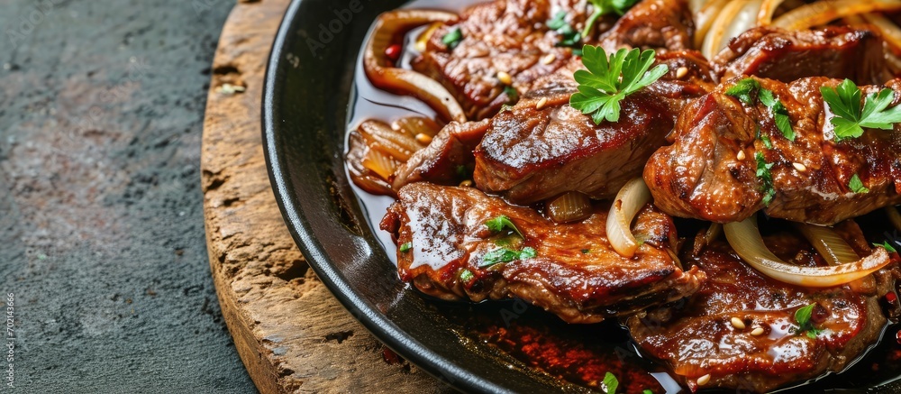 Poster bistek tagalog filipino beef steak is made of thinly sliced sirloin braised in a mixture of citrus s