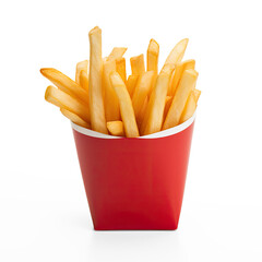 french fries with ketchup on isolate transparency background, PNG