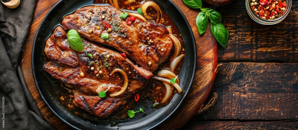 Poster bistek tagalog filipino beef steak is made of thinly sliced sirloin braised in a mixture of citrus s