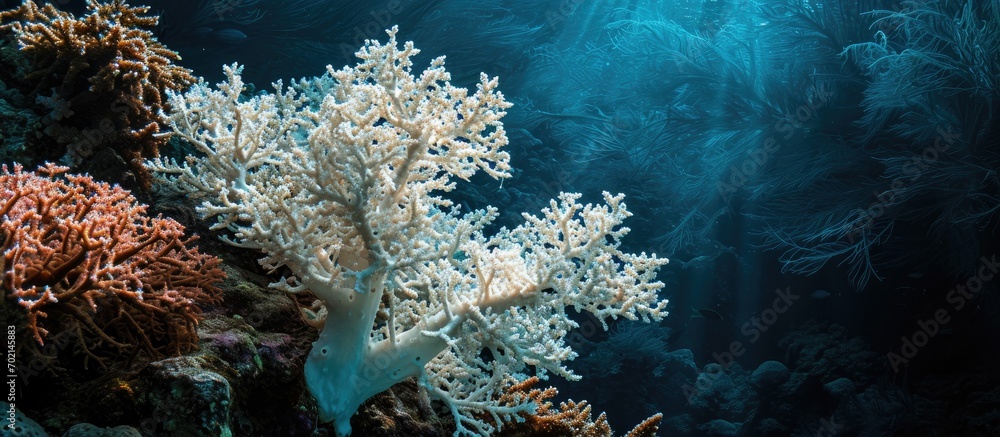 Aufkleber a pacific coral has bleached due to higher than normal sea surface temperatures bleaching is the los