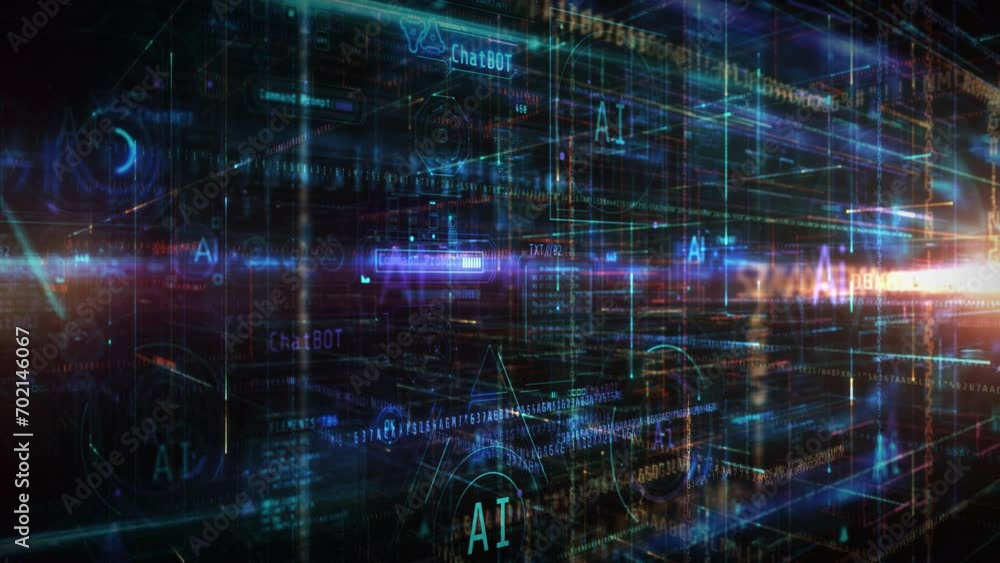Aufkleber background with deep 3d digital space of ai.