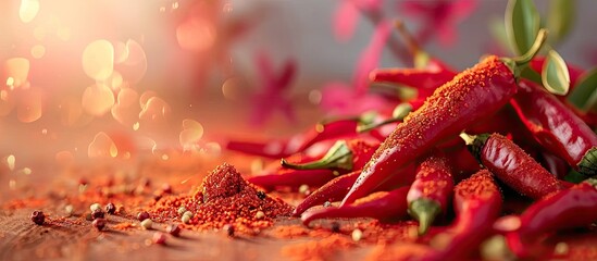 Ground Red Pepper powder or chilli powder. with copy space image. Place for adding text or design