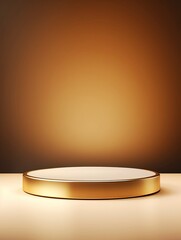 Gold luxury product display or elegance podium pedestal on abstract golden cloth background with presentation backdrops stage showcase, empty podium, copy space - generative ai