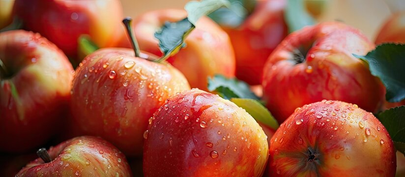 apple domesticated tree and fruit of the rose family Rosaceae one of the most widely cultivated tree fruits Apples are predominantly grown for sale as fresh fruit. with copy space image