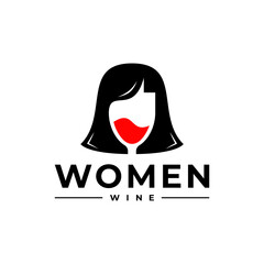 VECTOR WOMEN RED WINE GLASS LOGO VECTOR ICON ILLUSTRATION