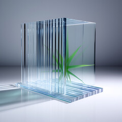Obraz premium 3d render glass product podium. glass morphism, abstract modernism 