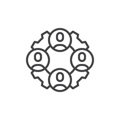 Group cooperation line icon
