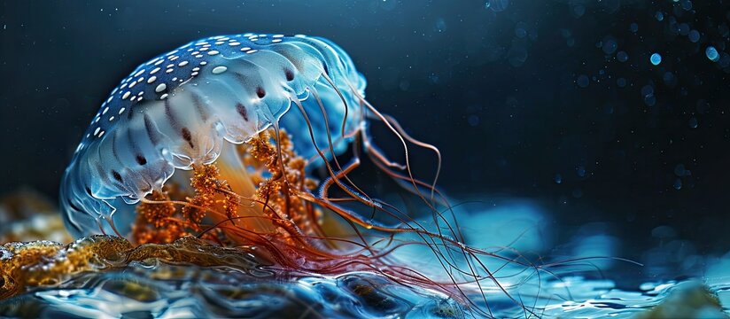 Atlantic Portuguese man o war Physalia physalis. with copy space image. Place for adding text or design