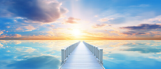 Ultra-wide image showing a beach trail and scanning the horizon during sunrise