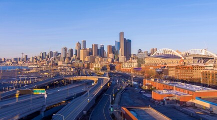Seattle, Washington skyline in December