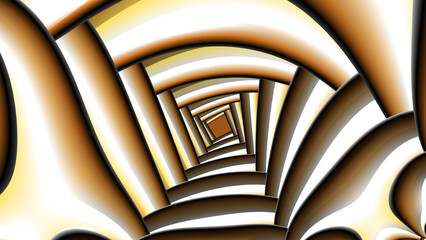 bright beige brown and grey rotating patterns and designs perspective towards the central far distant vanishing point