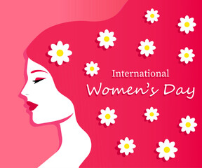 Happy International Women's Day greeting card. March 8. Vector illustration