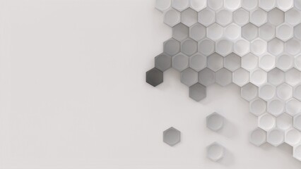 Black white gradient abstract background hexagons with shadows