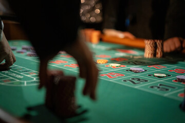 Action at the Roulette Table in a Casino