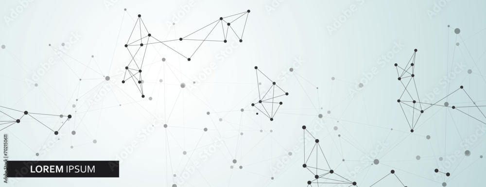 Fototapete Vector abstract connextions dots and lines. low poly digital network. Modern lines background