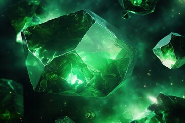Abstract glowing spacial emerald background