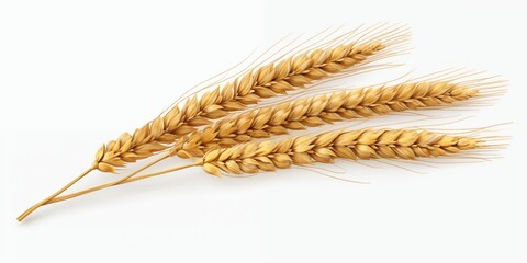 Wheat ears ripe that harvest from fields isolated on white background clean dried sheaf crop with Spikelet Copy space.AI Generative