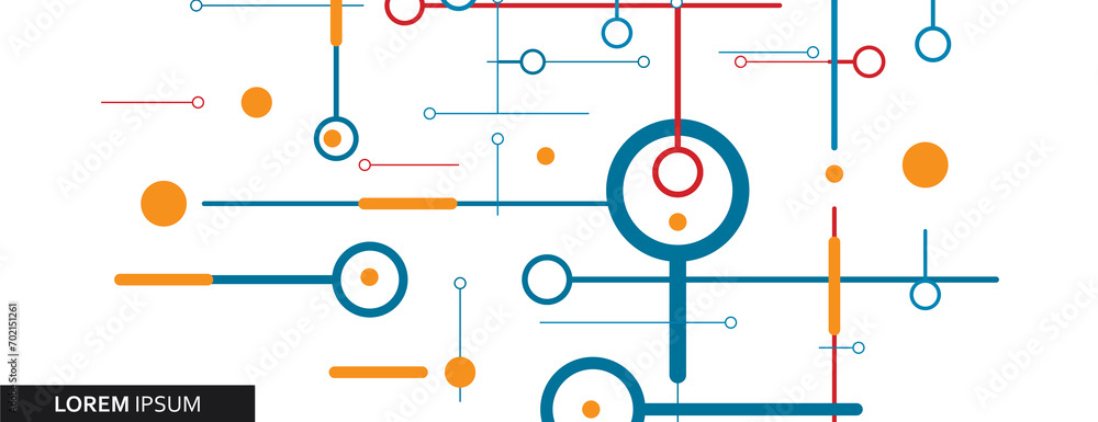 Poster Global network technology concept. Network nodes plexus background. Circle nodes and line elements. Data blockchain vector