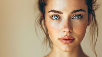 Fototapeta premium Beauty Woman face Portrait. Beautiful Spa model Girl with Perfect Fresh Clean Skin. 