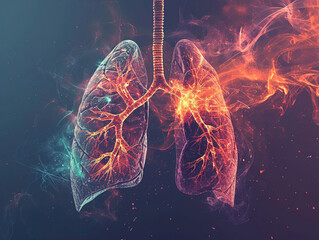 lung cancer awareness smoking illustration, Generative AI