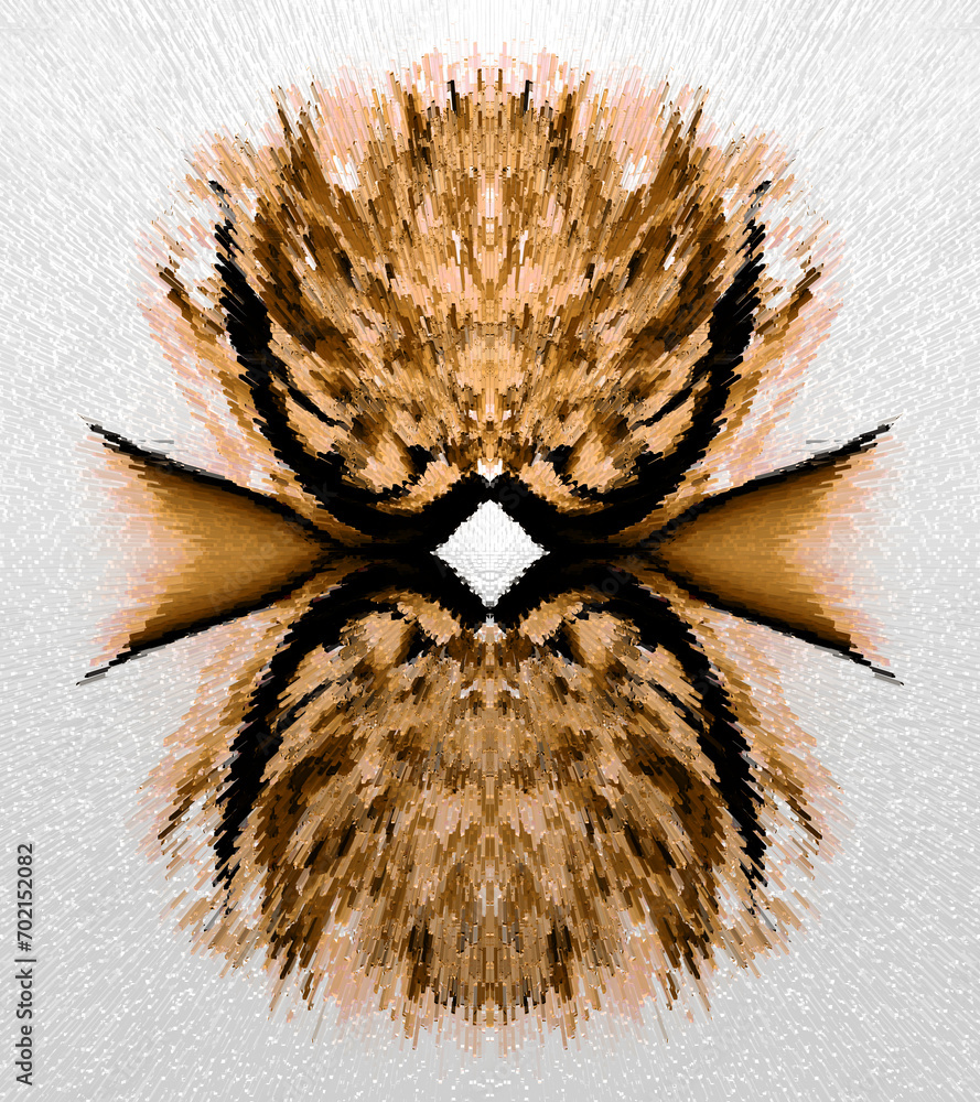 Poster exploding golden brown symmetric design on a white background