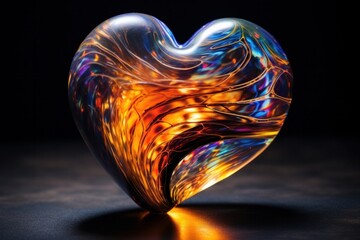 magical glass object in the shape of a heart - obrazy, fototapety, plakaty