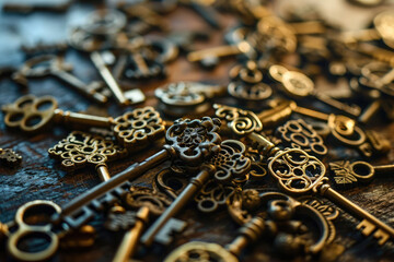 Steampunk Style Background Made Of Keys