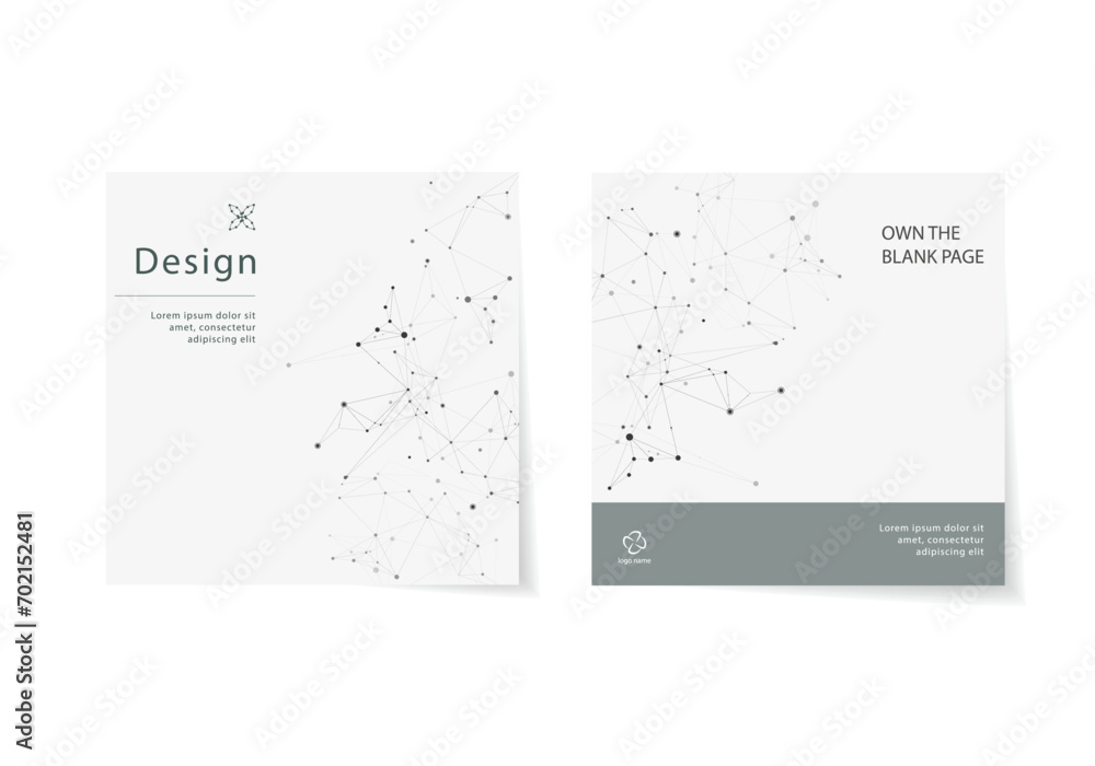 Poster Abstract polygonal geometric shape. Molecule structure style with connect dots and lines. Vector brochure design. Plexus dynamic background