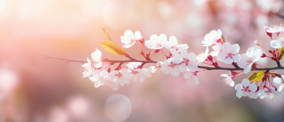 spring background with blurred background, Cherry blossoms background banner