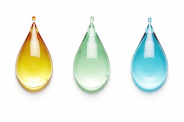 colorful water drops isolated on white background