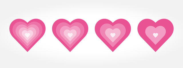 Romantic concentric hearts set. hearts isolated icons